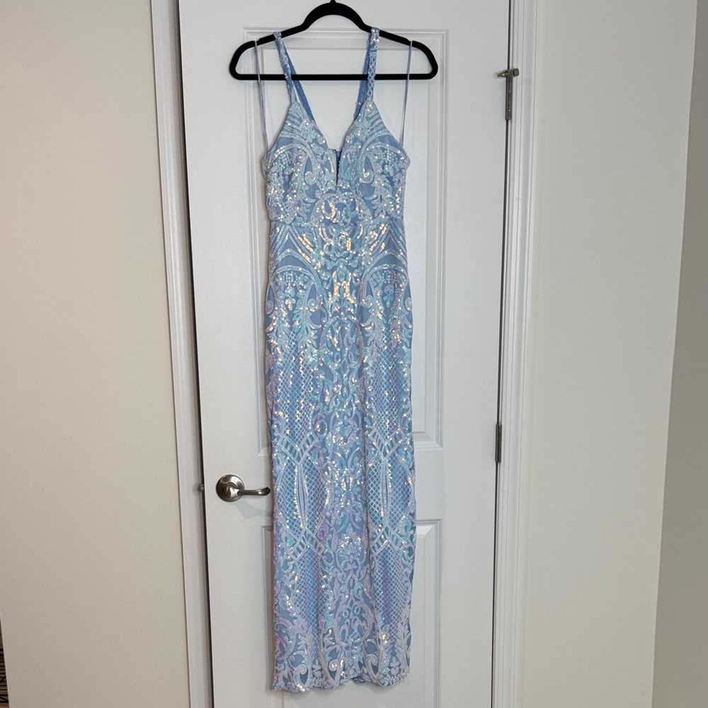 Morgan & Co. Light Blue Sequin Dress